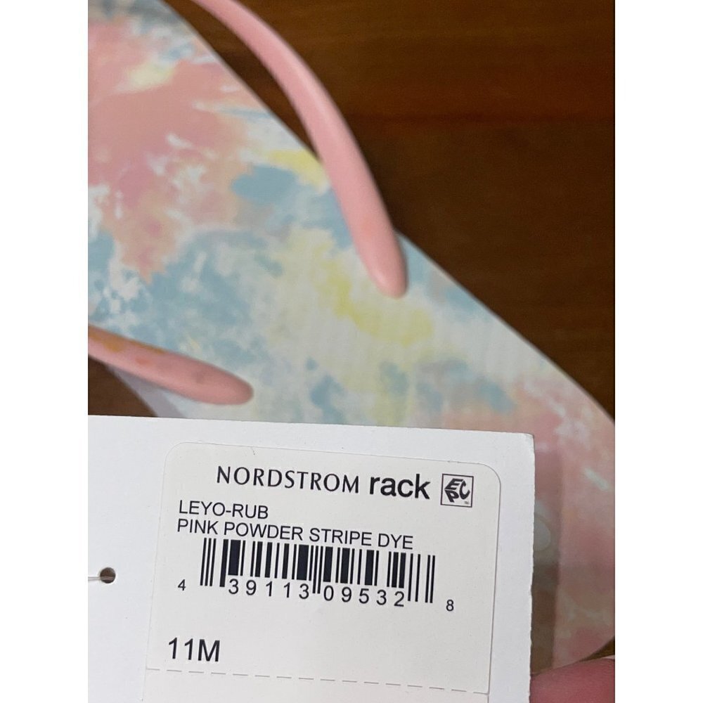 ABOUND Nordstrom Leyo Flip Flops in Pink Powder Stripe Dye New - Picture 4 of 4